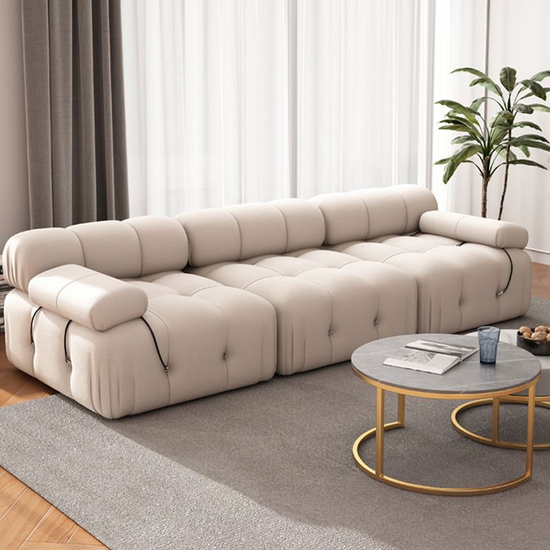 35" Wide Scandinavian Sectional Sofa White Fabric Sleeper Sectional
