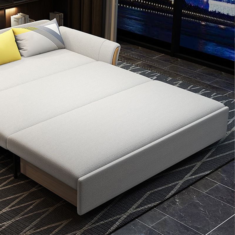 Linen Slipcovered Sofa Convertible Flared Arm Sofa Bed in Grey