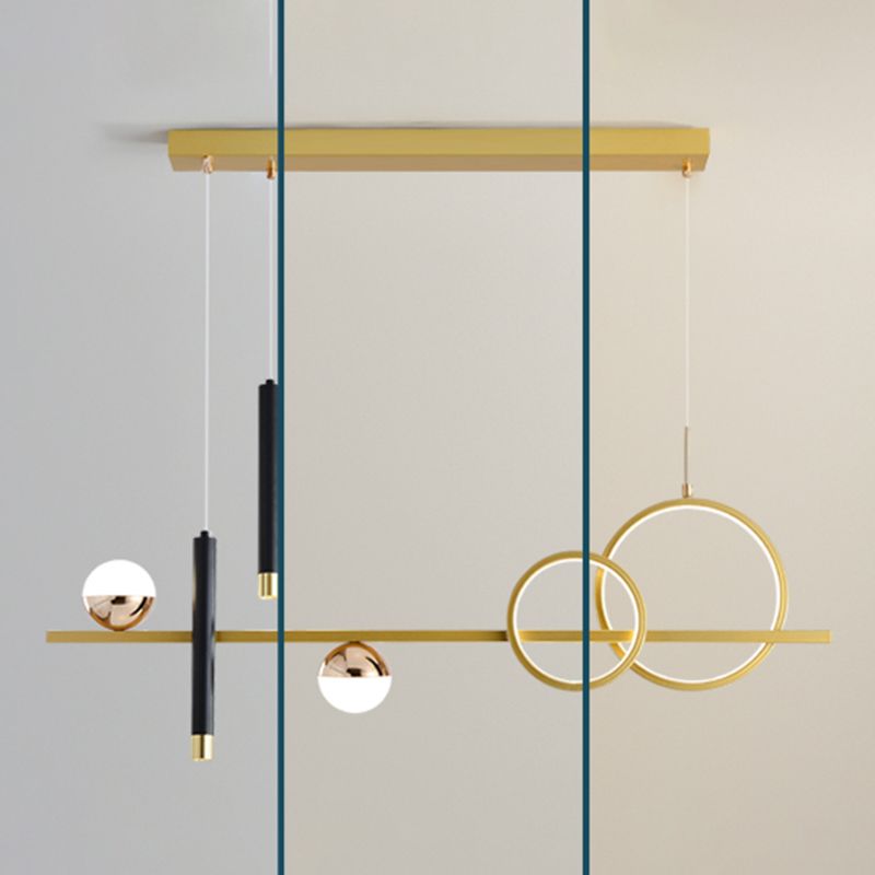 LED Linear Island Lighting Fixture Metal 2-Spotlight Chandelier Lamp for Dining Room