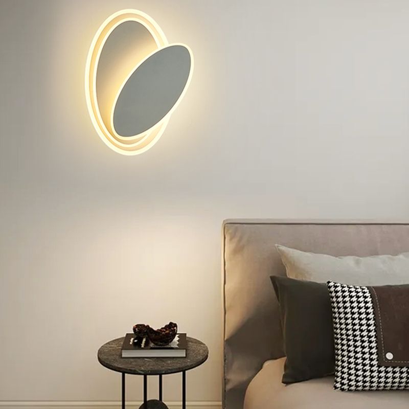 Modern Simple Iron Wall Light Ellipse Shape Rotatable Wall Lamp for Living Room