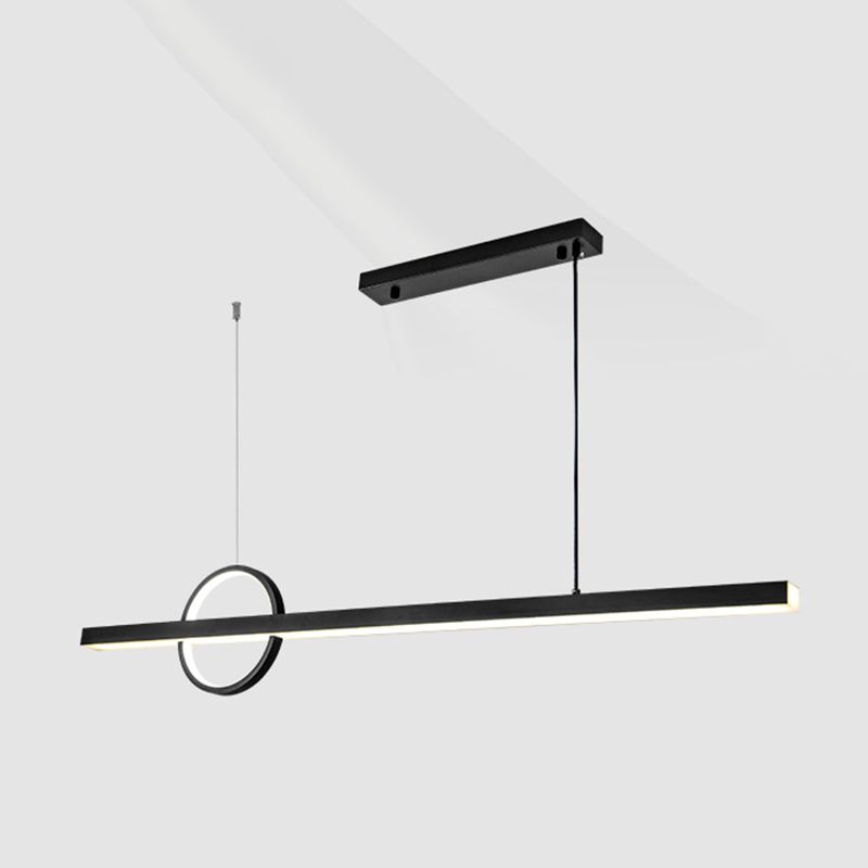 2-Light Modernism Kitchen Island Lighting Black Metal LED Ceiling Light
