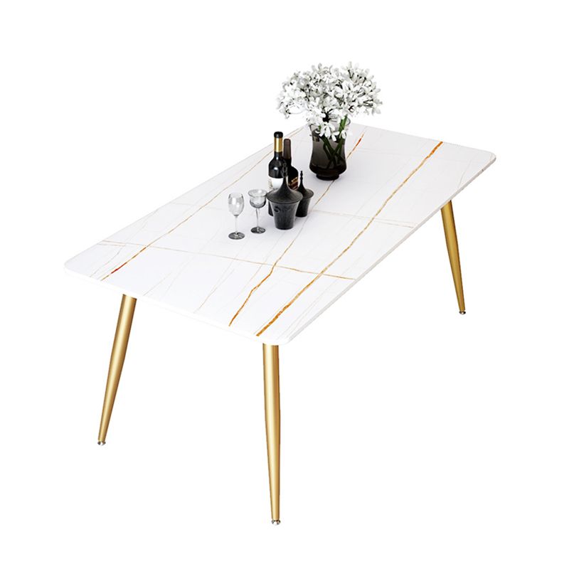 Mesa de rectángulo de lujo tradicional de metal mesa de comedor de piedra sinterizada con 4 patas