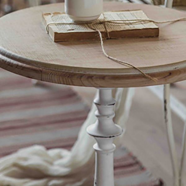 19.69 inch Wide Rustic Style Side End Table Metal Pedestal Round Sofa Side Accent Table