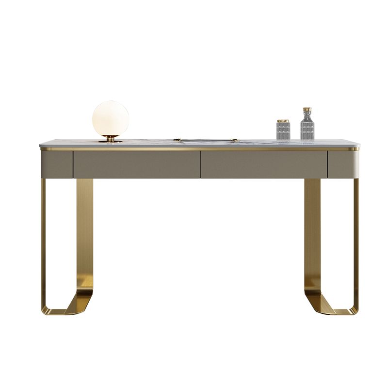 2 Drawers 29.52" High Vanity Set with Stool Stone Top Dressing Table