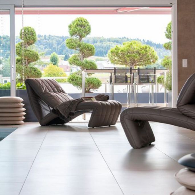 No Motion Standard Recliner Solid Color Genuine Leather Recliner Chair