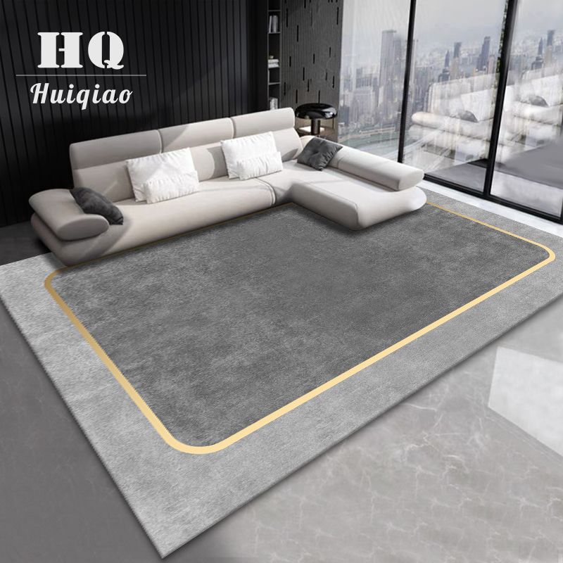Grey Modern Carpet Geometric Pattern Polyester Area Carpet Stain Resistant Rug for Home Decor