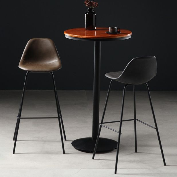 Contemporary Matte Finish PU Leather Barstool Footrest Restaurant Stool