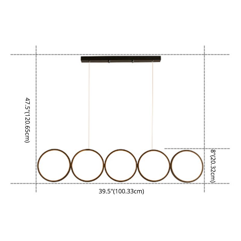 Lampada sospesa a LED ANULUS nero in moderna luce da soffitto da interno in ferro battuto con ombra acrilica