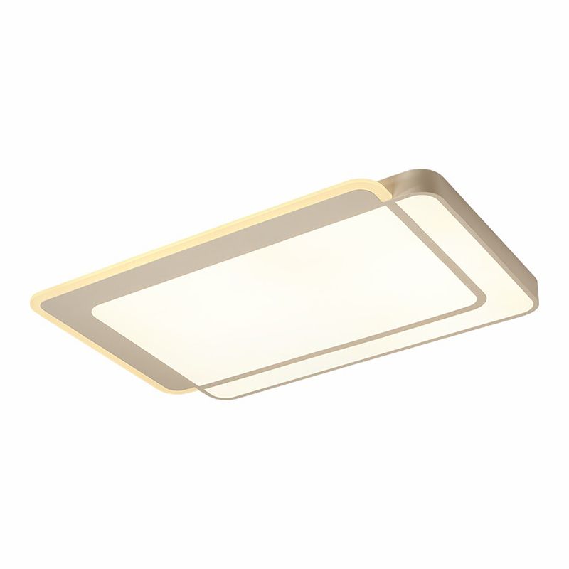White Rectangular Flush Mount Led Light Minimalism Metal Ceiling Light with Acrylic Diffuser