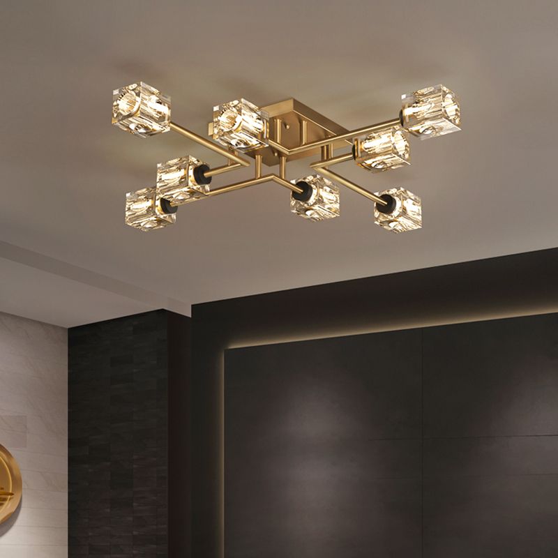 Cubo contemporáneo Flush Lighting Lighting de montaje de altura de cristal para sala de estar