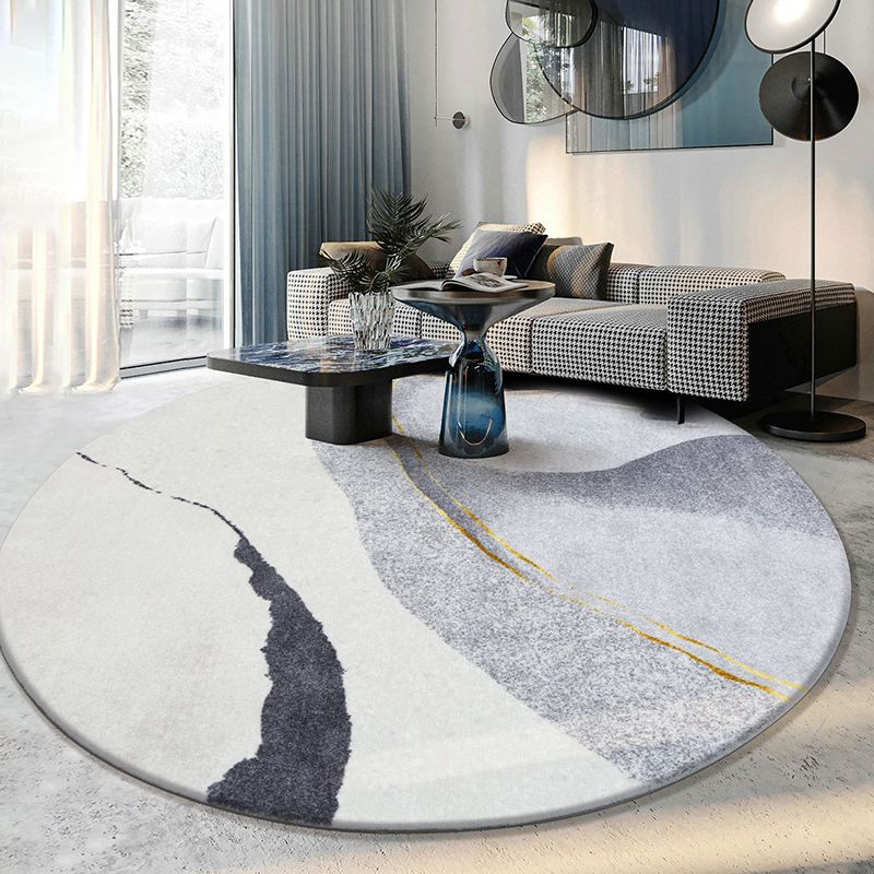 Modern Round Carpet Abstract Pattern Creative Area Rug Polyester Stain Resistant Rug for Living Room