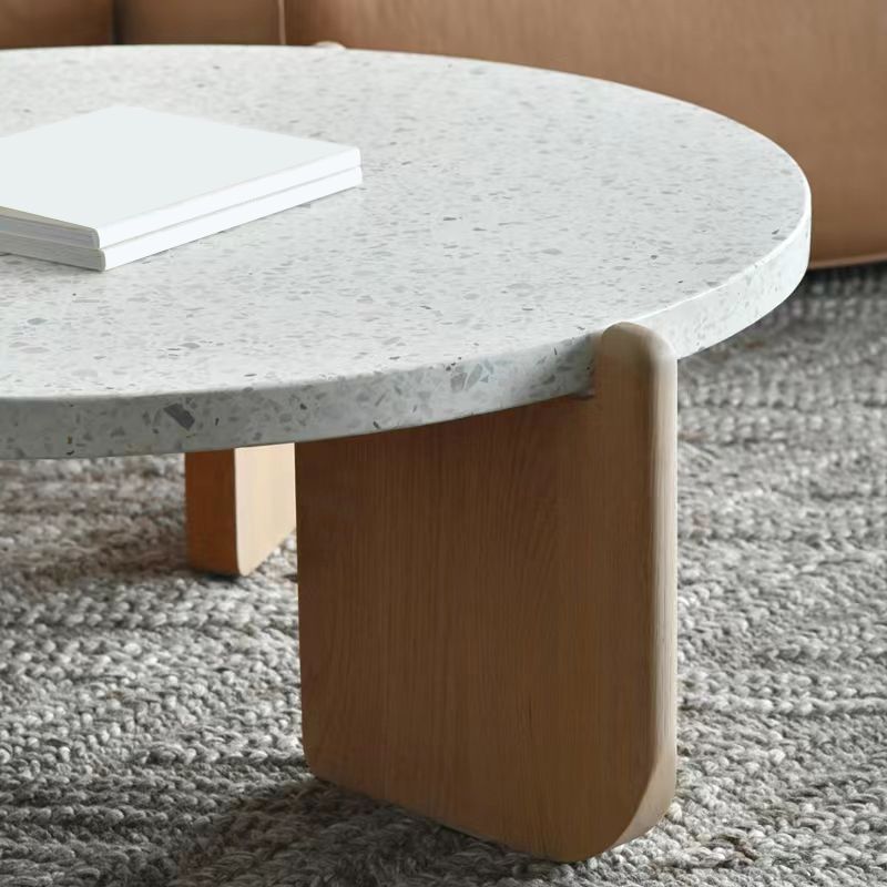 3 Legs Single Coffee Table Wooden Modern Beige/Brown Cocktail Table