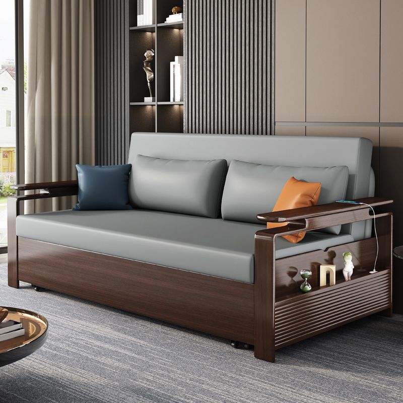 31" Wide Contemporary Sleeper Sofa Futon Gray Storage Sleeper Sofa