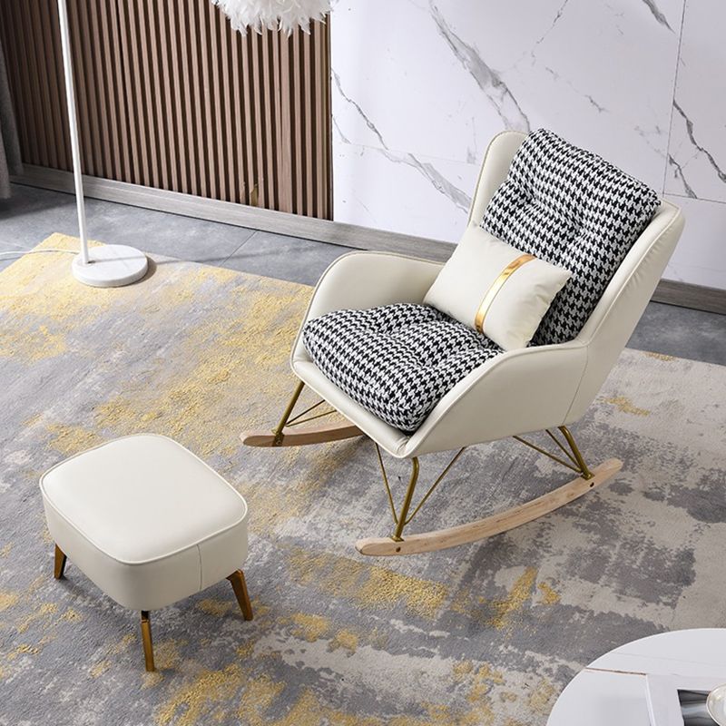 Modern Rocker Chair Upholstered Button-Tufted with Light Legs Glider