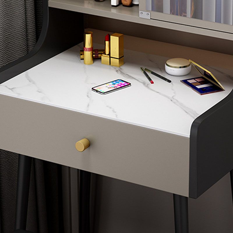 Modern Vanity Set with 1 Drawer and Mirror and Storage Shelves