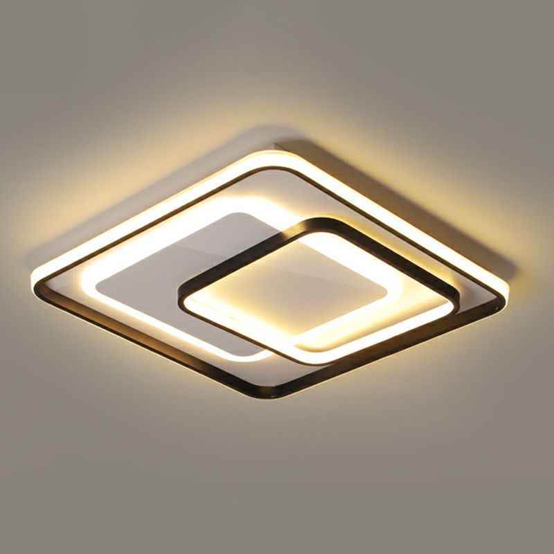 Minimalismus-LED-Deckenleuchte, schwarze rechteckige Einbauleuchte mit Acrylschirm