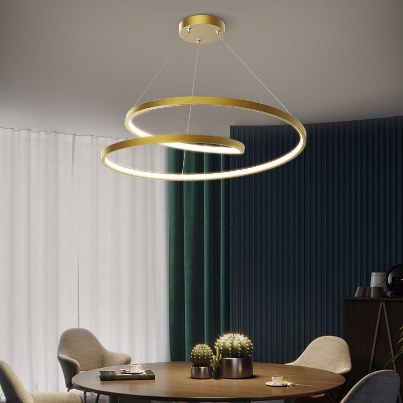 Spiral Shade Chandelier Light Modern Metal 1 Light Chandelier Lighting Fixture in Gold
