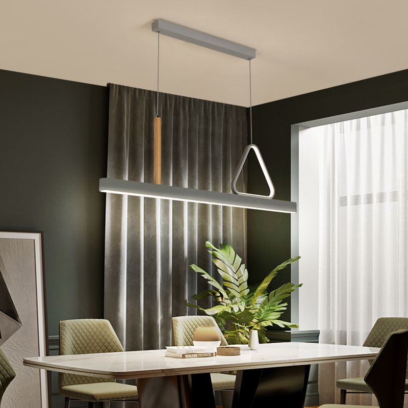 Sala de estar nueva iluminación moderna de isla LED lineal de metal lineal en gris