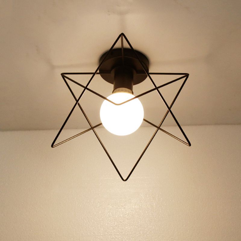 Près de Ceiling Éclairage Loft Style Geometric Metal Ceiling Light Fixture in Black