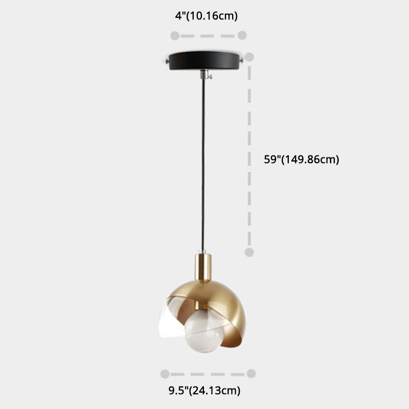 Post-modern Style Metal Suspension Pendant Light Glass Orb Shade Decorative Hanging Lamp in Gold