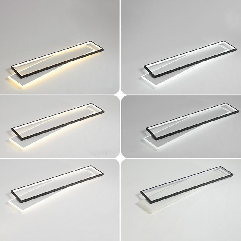 Luminaire de plafond rectangulaire noir-blanc, luminaire encastré en acrylique à LED Simple