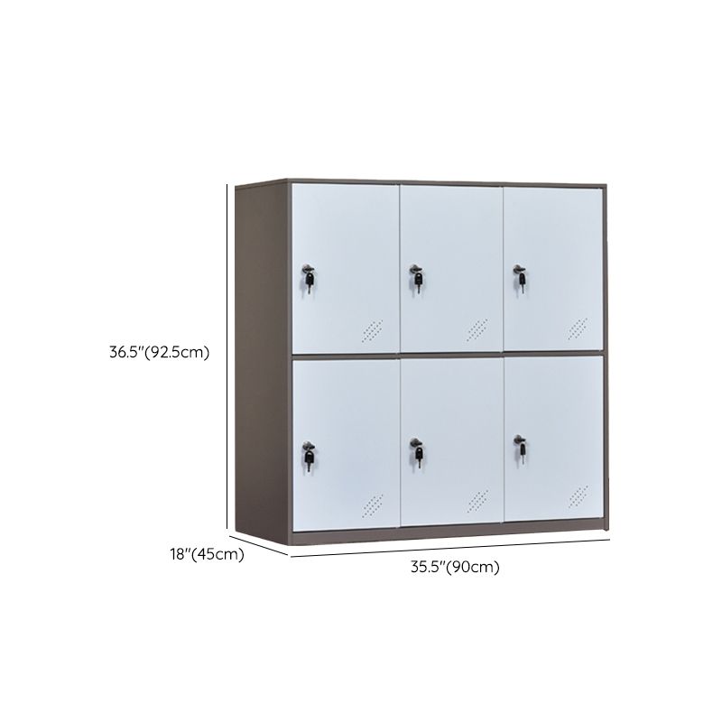 Contemporary Non-Hanging Armoire with Hinged Doors White and Brown Metal Storage Cabinet
