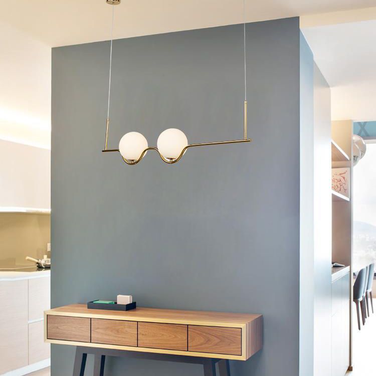 2-Light Golden Ceiling Light Contemporary Kitchen Island Lighting for Foyer
