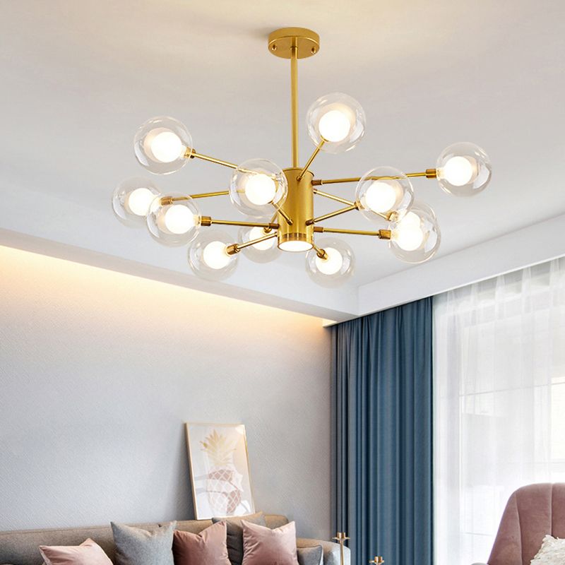 Forme sphérique Chandelier Light Modern Style Glass Multi Light Prowing Lamping pour chambre à coucher