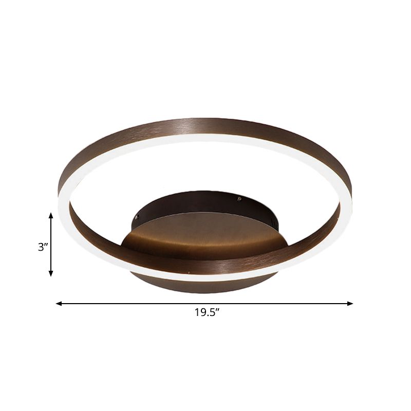 Zwart/bruin 1/2/3-ring semi-inbouwlicht eigentijds LED acryl plafondgemonteerd armatuur in warm/wit/natuurlijk licht, 16,5"/19,5"/23,5" breed
