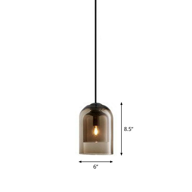 Cloche Shaped Hanging Lamp Contemporary Glass 1 Bulb Kitchen Suspended Lighting Fixture