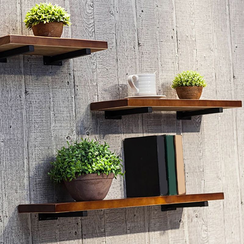 Modern Natural Bookcase Solid Wood Wall Mounted Bookshelf for Home Office