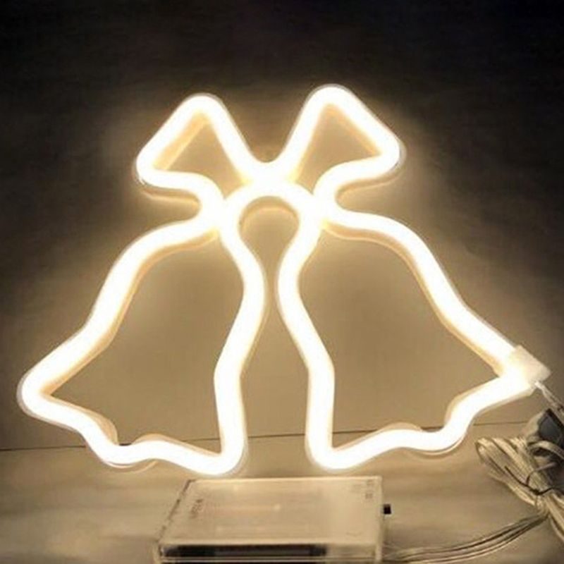 White Jingle Bell Mini Nightstand Lamp Cartoon Style LED Plastic Wall Lighting