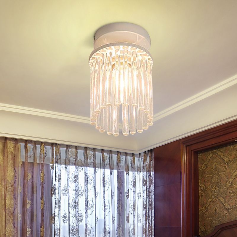 Lámpara de techo con varilla de cristal, montaje empotrado, pétalo/cilindro blanco, moderna, 1/3/5 luces