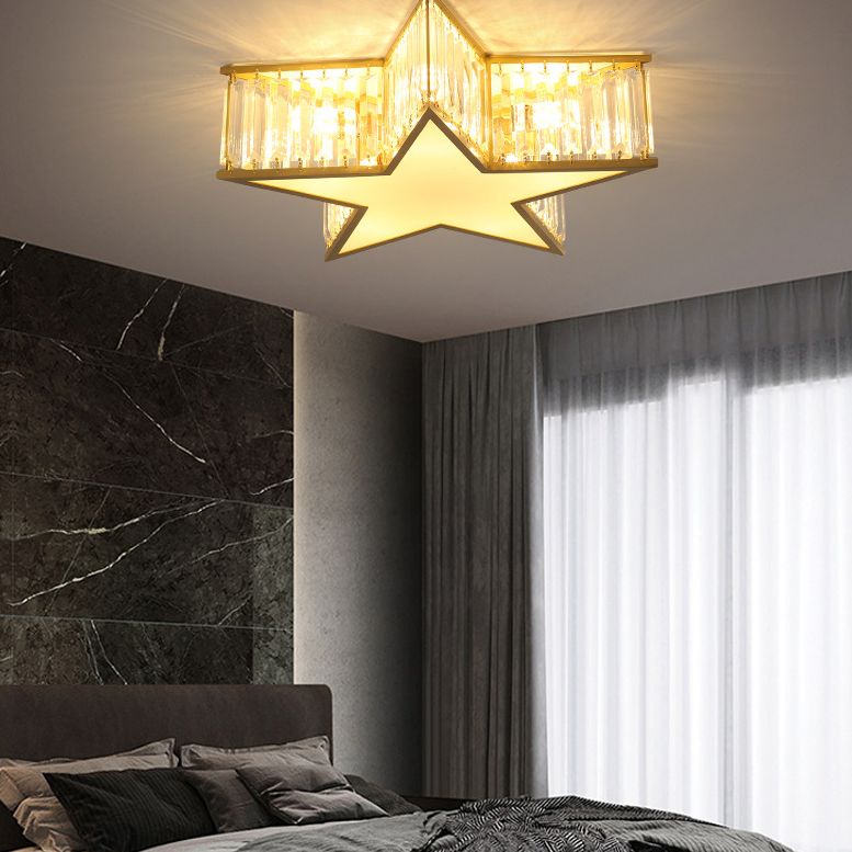 Pentagram Flush Mount Light Fixtures 1 Light Crystal Contemporary Ceiling Lights Flush Mount