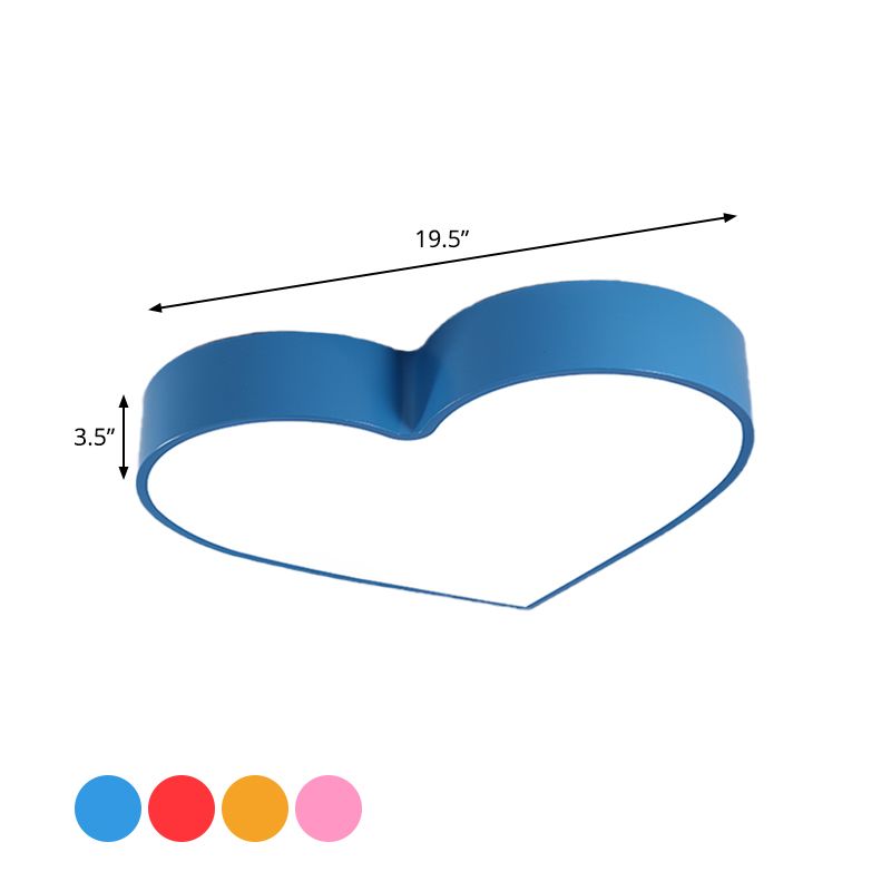 Acrilico Loving Heart Flush Mount Minimalism LED lampada da soffitto in rosso/rosa/blu per Parlor