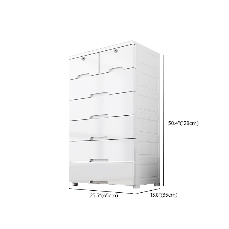Rectangular Plastic Wardrobe Teen Style Simple White Bedroom Storage Cabinet