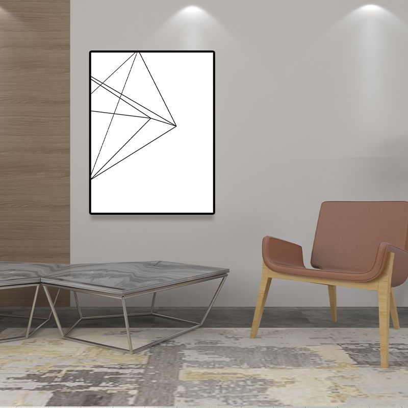 White Various Geometry Pattern Art Textured Painting for Bedroom, Multiple Sizes Available