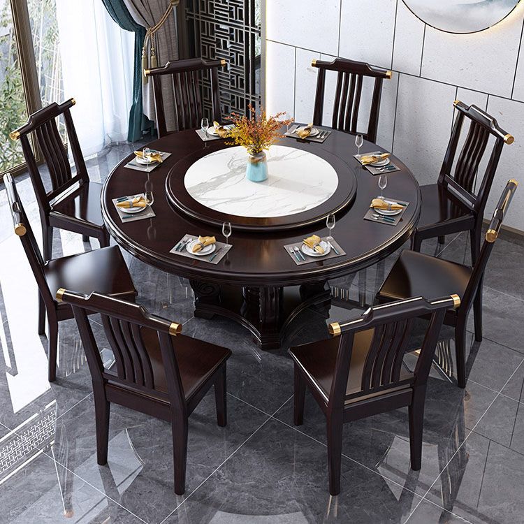 Solid Wood Pedestal Dining Table Tradition Turntable Kitchen Table