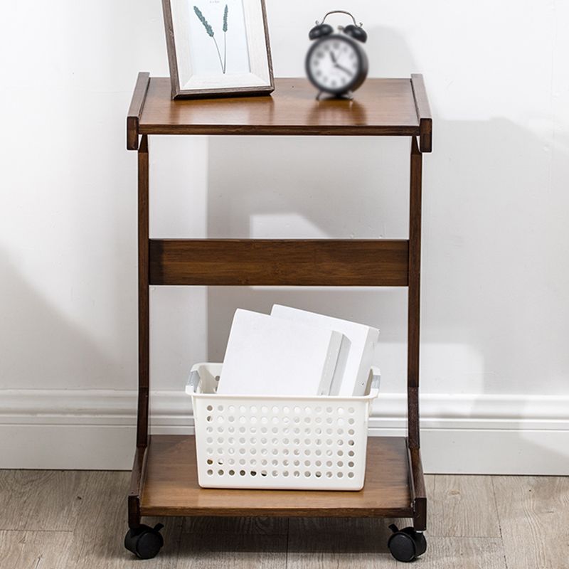 Walnut/Natural Wood End Table 24.8-In H Shelf Included Side Table with Casters