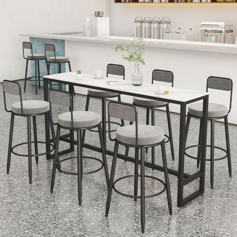 Modern 1/2/7 Pieces Bar Table Set Rectangle Stone Counter Table with Stools for Balcony
