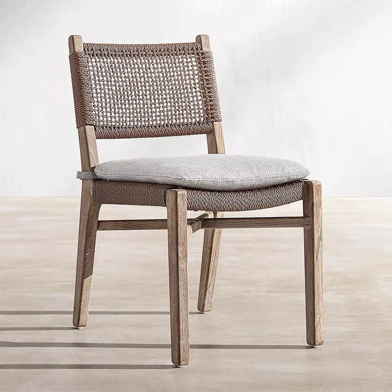 Contemporary Teak Armchair Solid Wood Dining Armchair with Upholstered