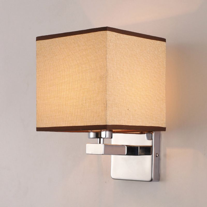 Modern Metal Wall Sconce Rectangle Shape Wall Light with Fabric Shade for Study