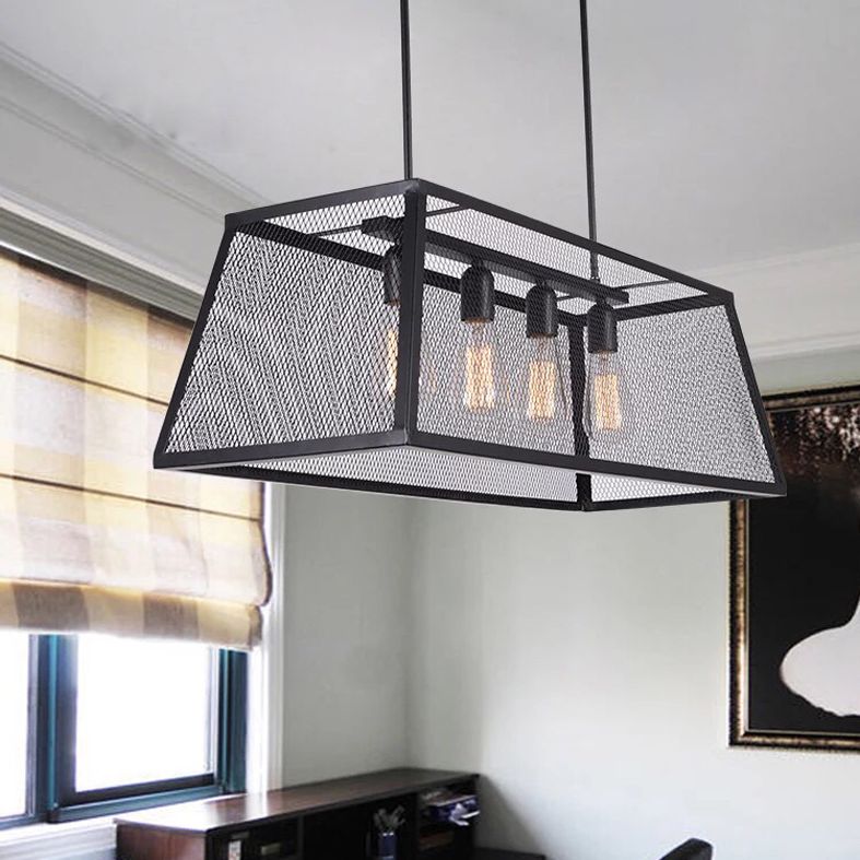 Square Island Lampadier Luci di illuminazione industriale in metallo industriale Fissature per il tavolo da pranzo