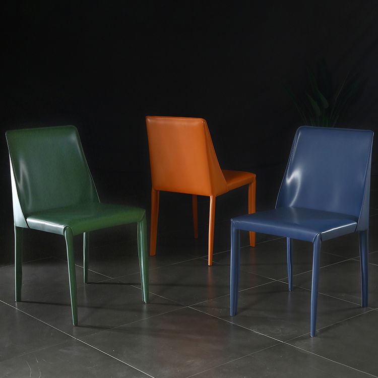 Sillas de comedor de cuero contemporáneas tapizadas sin brazos para uso doméstico