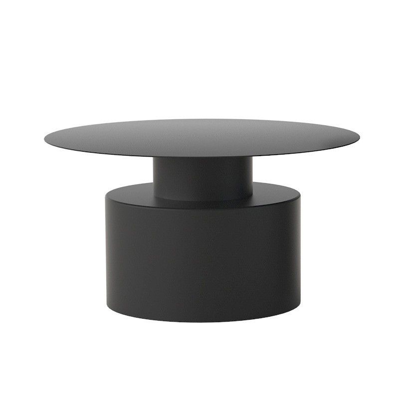 Black/White Pedestal Coffee Table Metal Round Cocktail Table