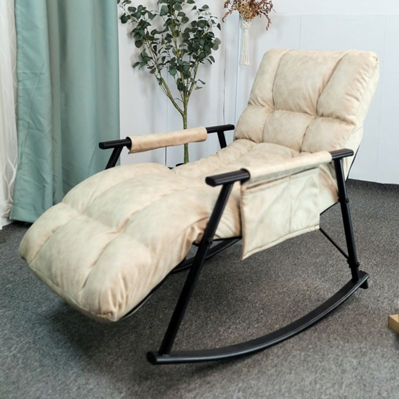 Fashionable Indoor Rocking Chair Solid Color Tufted Rocker Chair for Living Room