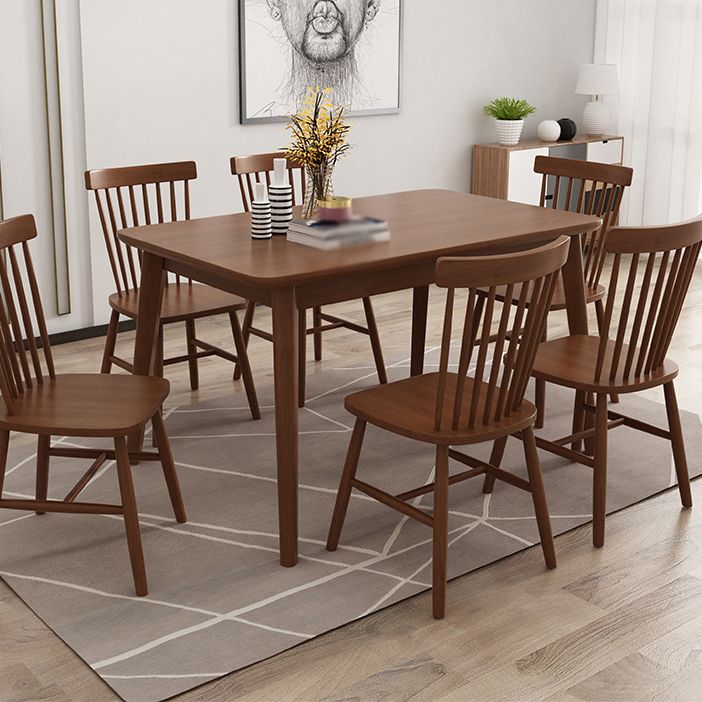 Modern Rectangle Solid Wood Table Standard Height Dining Table with 4 Legs