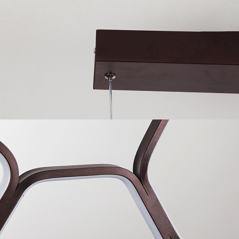 Honingraat plafond kroonluchter hedendaags metaal 6 lichten koffie suspensie licht in warm/wit licht