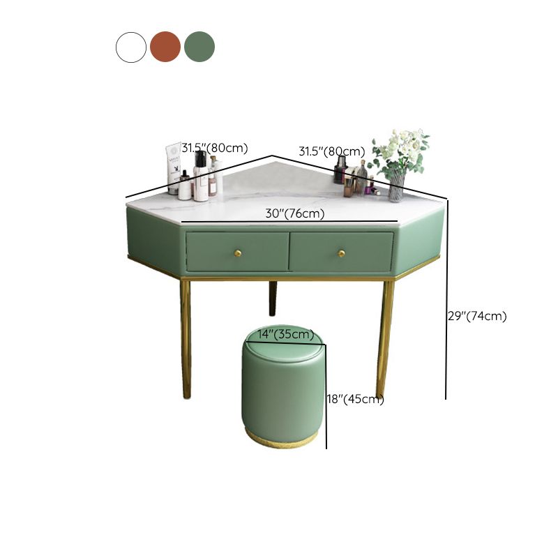 2-Drawers Dressing Table Luxurious Stone Top Vanity Set for Bedroom