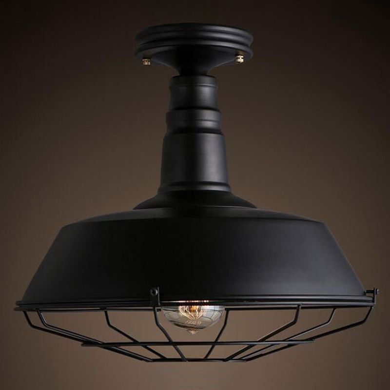 Lámpara de techo semi empotrada industrial de metal, 1 luz, luces de techo semi empotradas para pasillo y vestíbulo